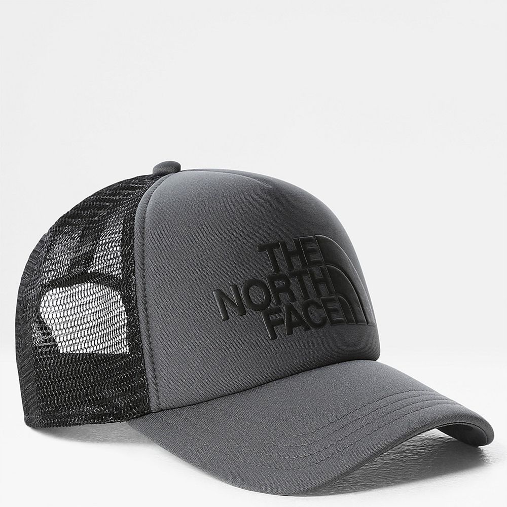 The North Face Caps Mens Australia - The North Face Tnf Logo Grey / Black (PBE-413698)